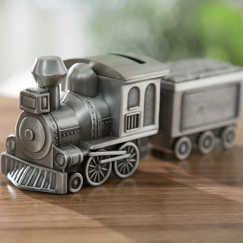 SKARBONKA POCIĄG | WOJCIECH - Srebrny / 7 x 17 cm / Metal