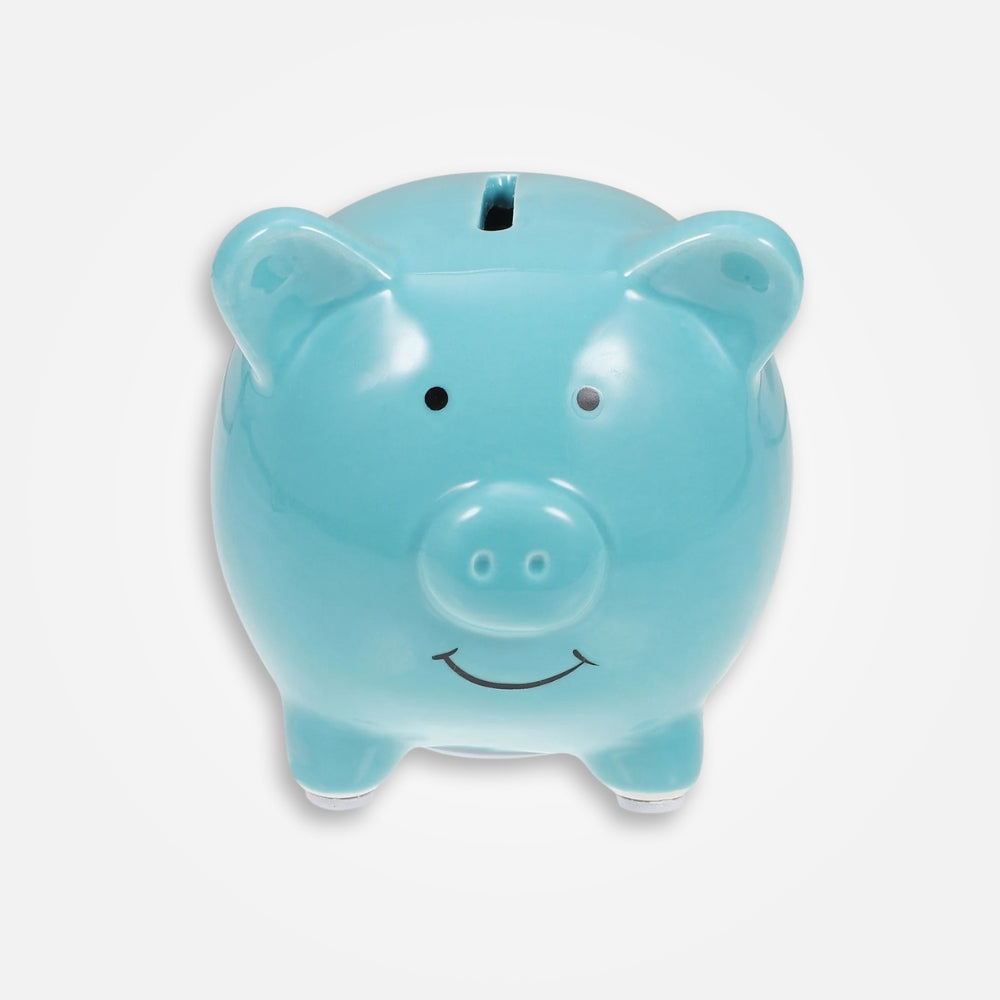 SKARBONKA ŚWINKA NIEBIESKA | MICHAŁ - Niebieski / 8.8 x 8.5 cm / Ceramiczny