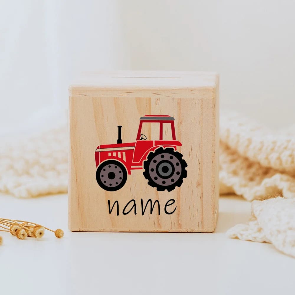 AAA.personalizowana skarbonka dla chłopca - Tracteur rouge - Tirelire