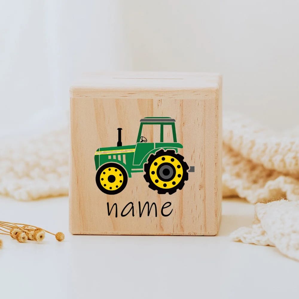 AAA.personalizowana skarbonka dla chłopca - Tracteur vert - Tirelire