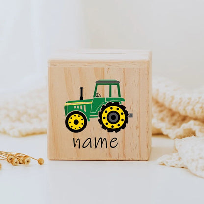 AAA.personalizowana skarbonka dla chłopca - Tracteur vert - Tirelire