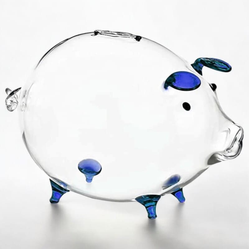 AAA.świnka szklana skarbonka - Bleu - Tirelire