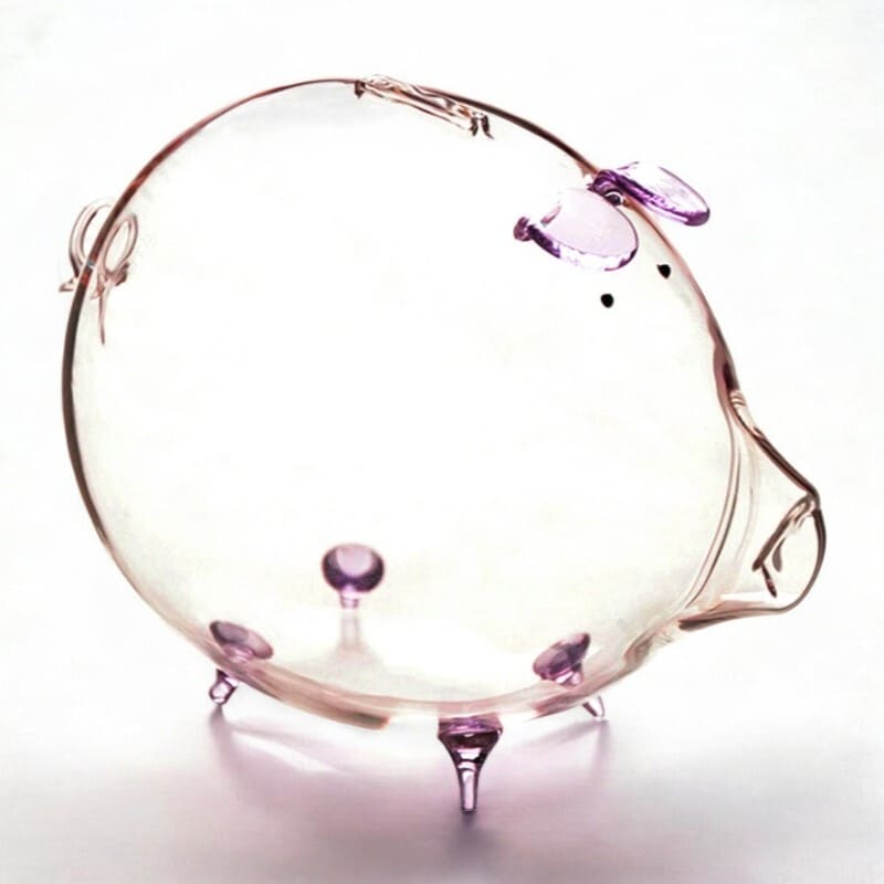 AAA.świnka szklana skarbonka - Rose - Tirelire