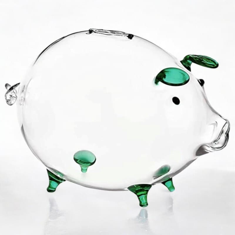 AAA.świnka szklana skarbonka - Vert - Tirelire
