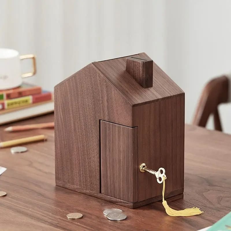 DOMEK SKARBONKA - Drewno orzechowe - Tirelire