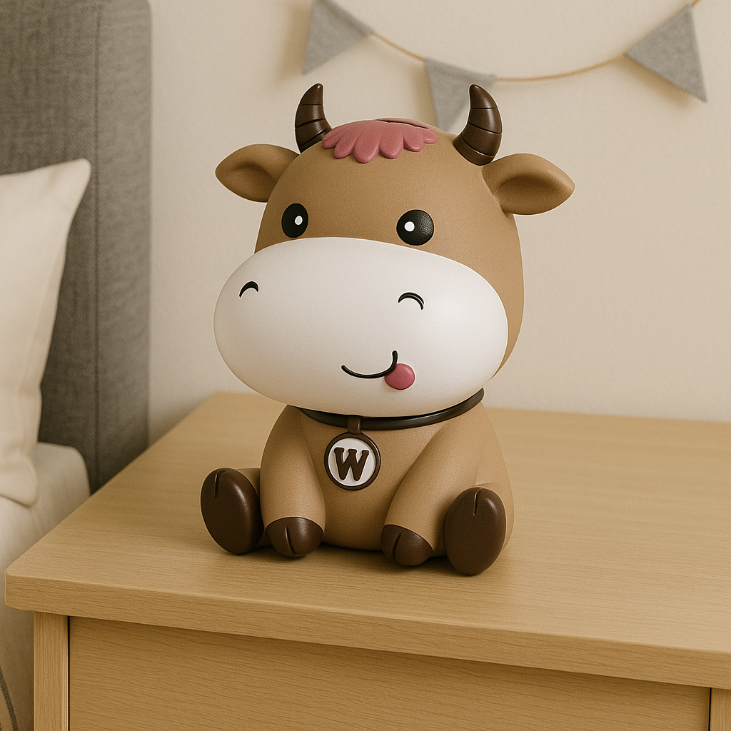 KROWA Z ROGIEM SKARBONKA | MARCEL - Brązowy / 17 x 13 cm