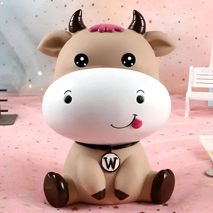 KROWA Z ROGIEM SKARBONKA | MARCEL - Brązowy / 17 x 13 cm