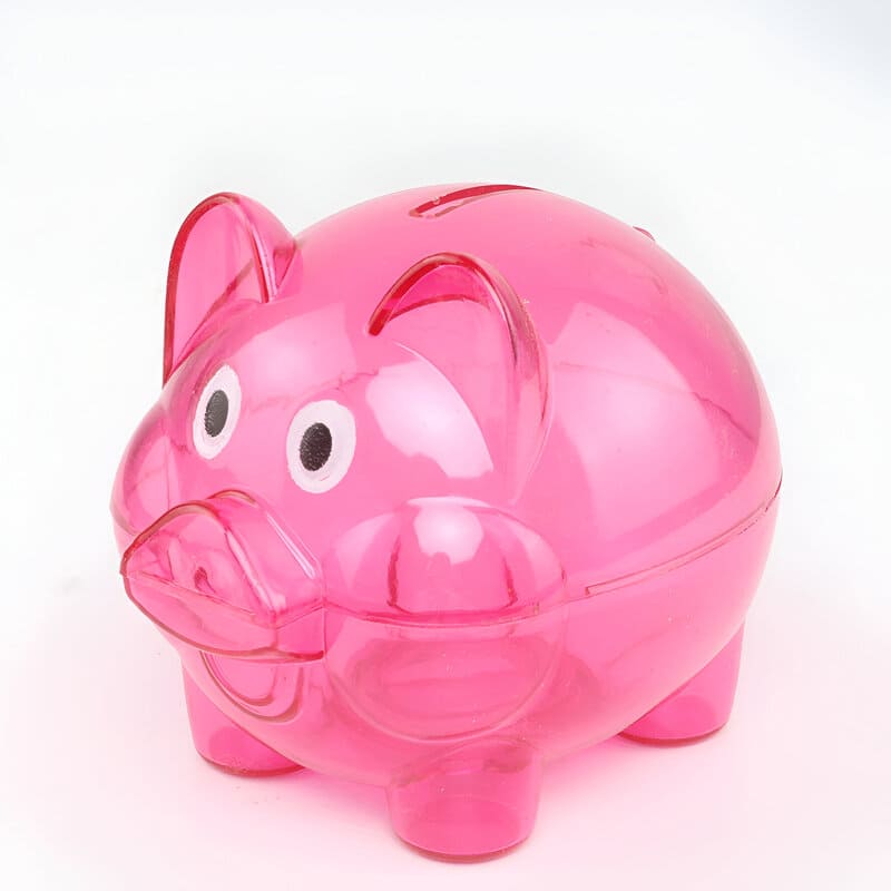 PLASTIKOWA ŚWINKA SKARBONKA PRZEZROCZYSTA - Różowy / 9.6 x 8.5 cm - Tirelire