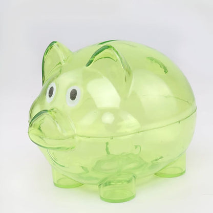 PLASTIKOWA ŚWINKA SKARBONKA PRZEZROCZYSTA - Zielony / 9.6 x 8.5 cm - Tirelire