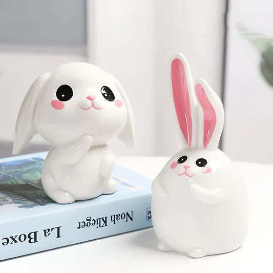 SKARBONKA KRÓLICZEK | MILENA - Biały / 11.2 x 10.4 cm / Ceramiczny