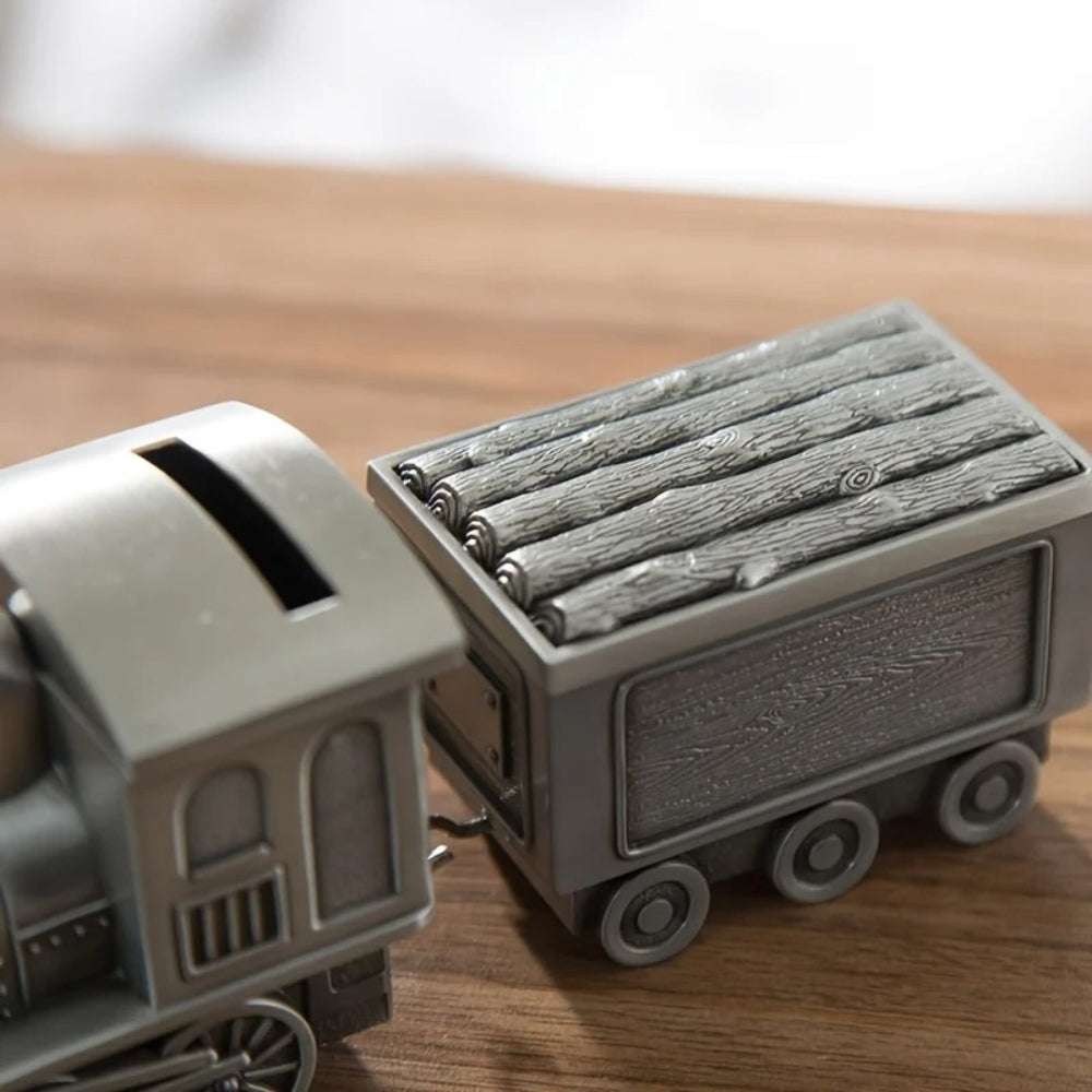 SKARBONKA POCIĄG | WOJCIECH - Srebrny / 7 x 17 cm / Metal