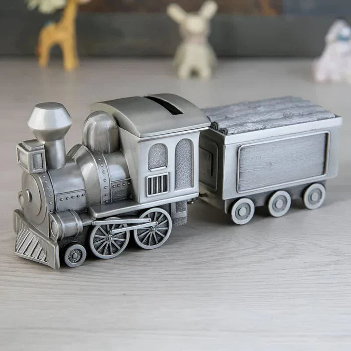 SKARBONKA POCIĄG | WOJCIECH - Srebrny / 7 x 17 cm / Metal