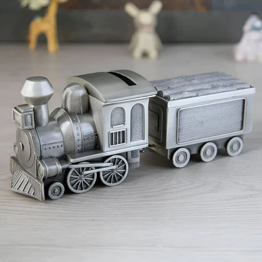 SKARBONKA POCIĄG | WOJCIECH - Srebrny / 7 x 17 cm / Metal