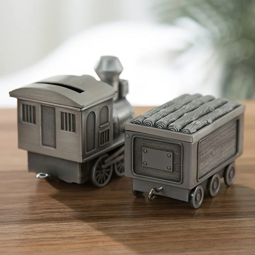 SKARBONKA POCIĄG | WOJCIECH - Srebrny / 7 x 17 cm / Metal