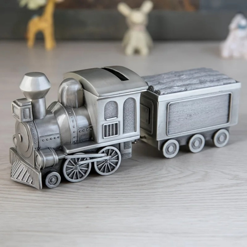 SKARBONKA POCIĄG | WOJCIECH - Srebrny / 7 x 17 cm / Metal