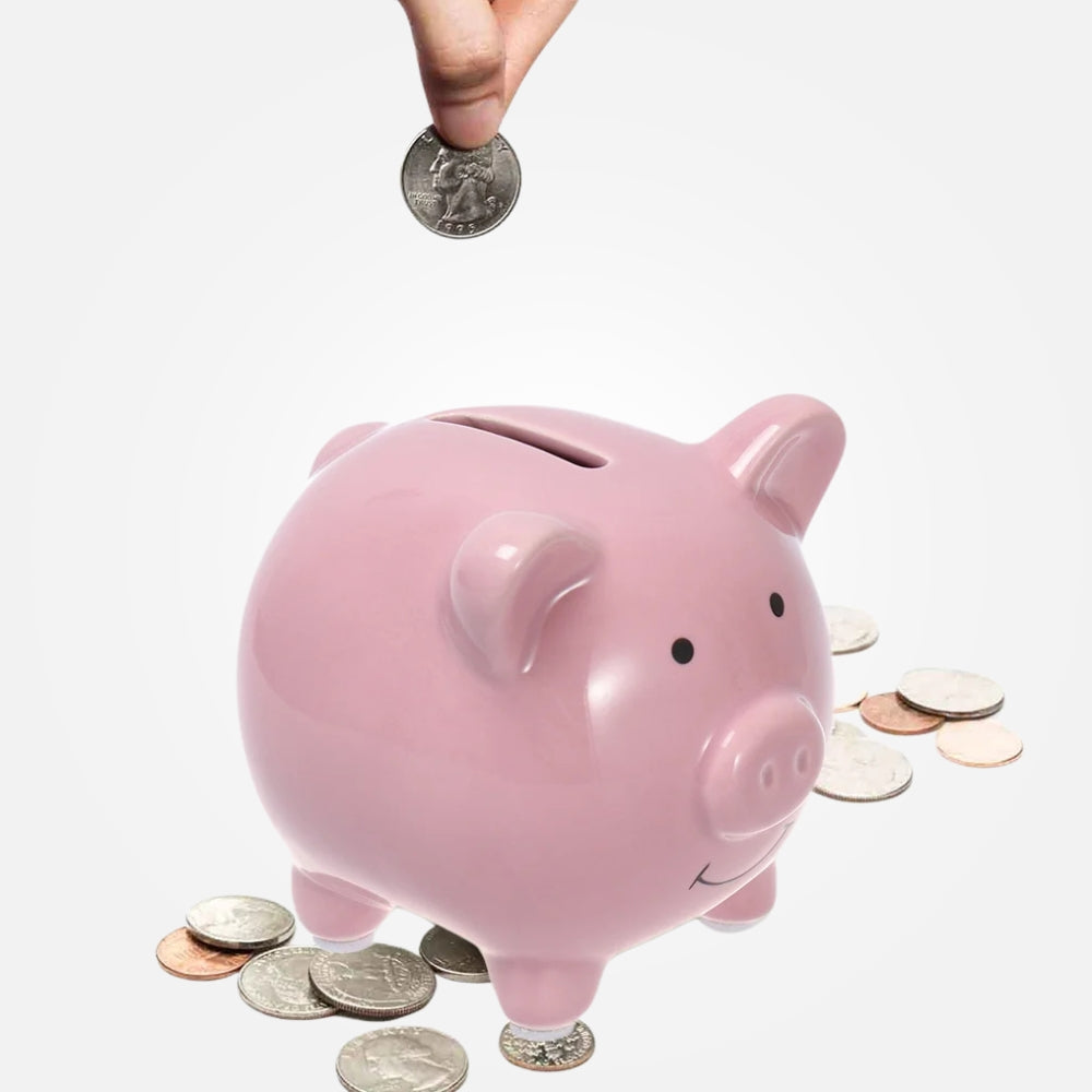 SKARBONKA RÓŻOWA ŚWINKA | ROZALIA - Różowy / 8.8 x 8.5 cm / Ceramiczny