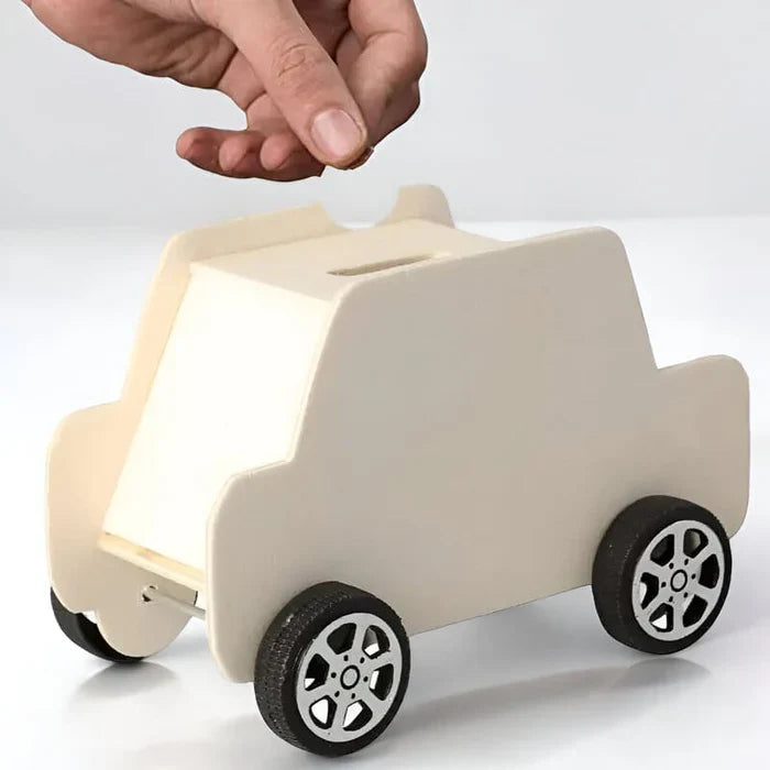 SKARBONKA SAMOCHÓD BIAŁA | WIKTOR - Drewno / 7x 13 cm