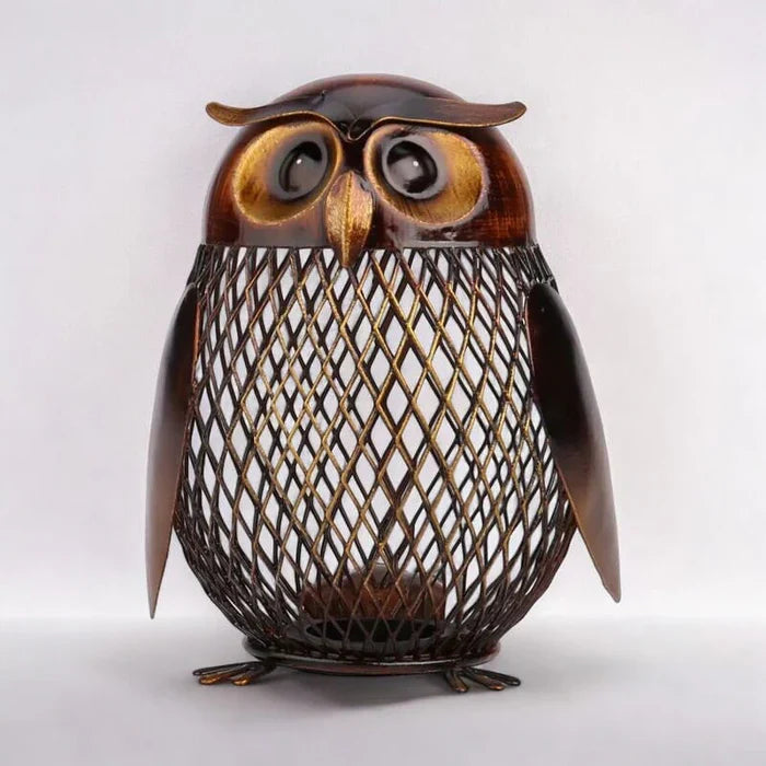 SKARBONKA SOWA | NIKOLA - Brązowy / 13.6 x 10.3 cm / Metal