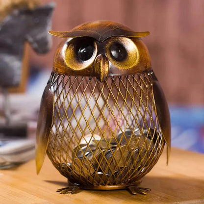 SKARBONKA SOWA | NIKOLA - Brązowy / 13.6 x 10.3 cm / Metal