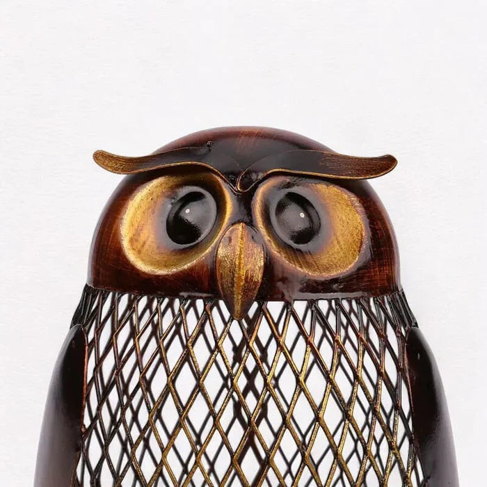 SKARBONKA SOWA | NIKOLA - Brązowy / 13.6 x 10.3 cm / Metal