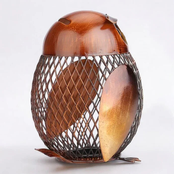 SKARBONKA SOWA | NIKOLA - Brązowy / 13.6 x 10.3 cm / Metal