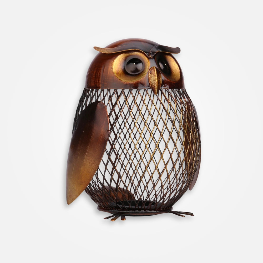SKARBONKA SOWA | NIKOLA - Brązowy / 13.6 x 10.3 cm / Metal