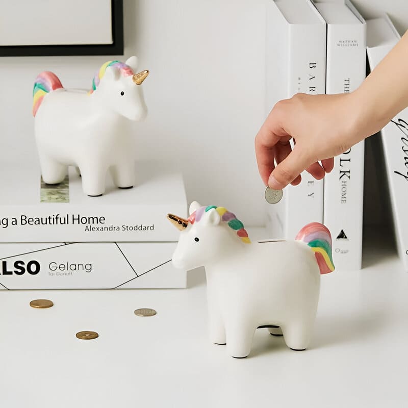 SKARBONKA UNICORN | ANIELA - Biały / 17 x 14 cm / Ceramiczny