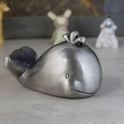 SKARBONKA WIELORYB | ADA - Srebrny / 7.5 x 12 cm / Metal