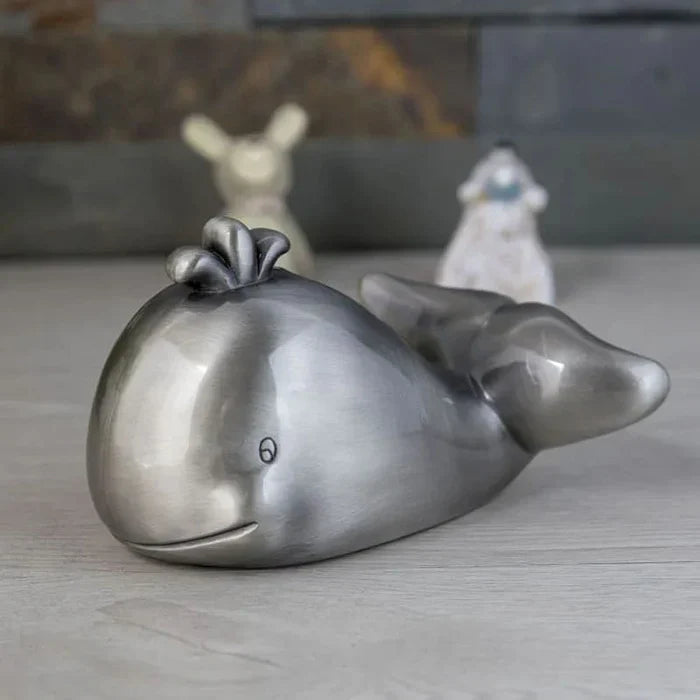 SKARBONKA WIELORYB | ADA - Srebrny / 7.5 x 12 cm / Metal