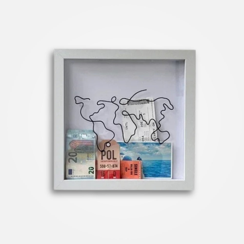 SKARBONKA Z MAPĄ | BRONISŁAWA - Biały / 20 x 20 cm