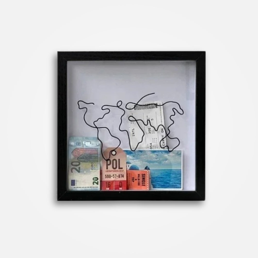 SKARBONKA Z MAPĄ | BRONISŁAWA - Czarny / 20 x 20 cm