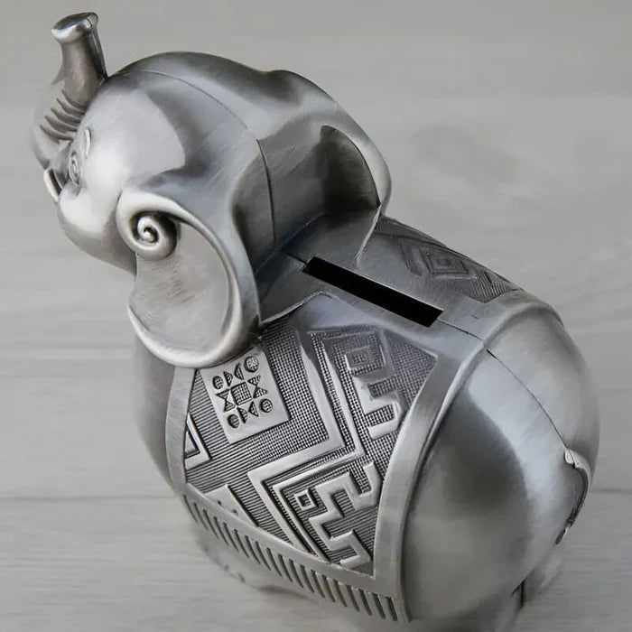 SŁOŃ SKARBONKA | OSKAR - Srebrny / 12 x 13.8 cm / Metal