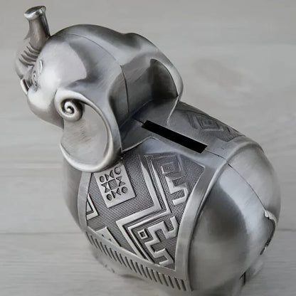 SŁOŃ SKARBONKA | OSKAR - Srebrny / 12 x 13.8 cm / Metal