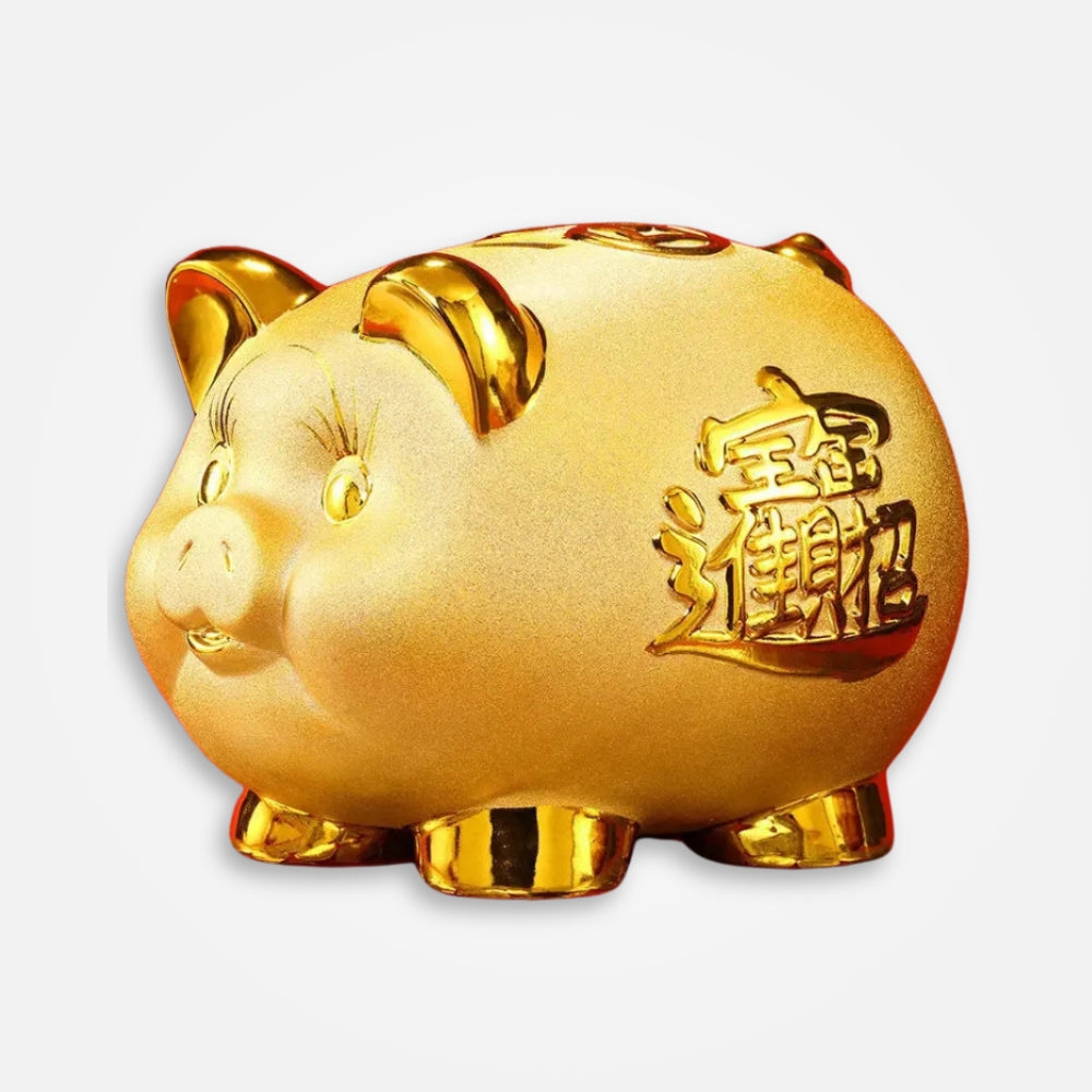 ŚWINKA SKARBONKA ZŁOTA | JULIAN - złoty / 12 x 14 cm / Ceramiczny